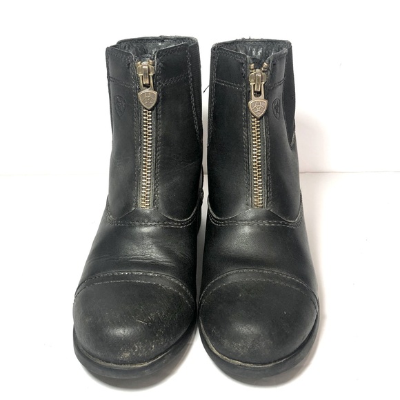 ARIAT Paddock Boots Horse Riding Equestrian Black Leather Zip Up Jodhpur Kids 13 - Picture 2 of 9